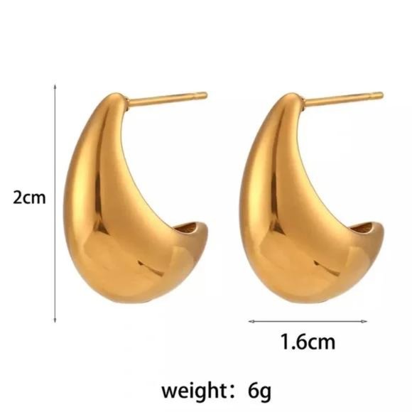 New 18K Gold Hollow Out Boat Shape Stud Earring, NICE EARRINGS, CUTE EARRINGS - Picture 7 of 7